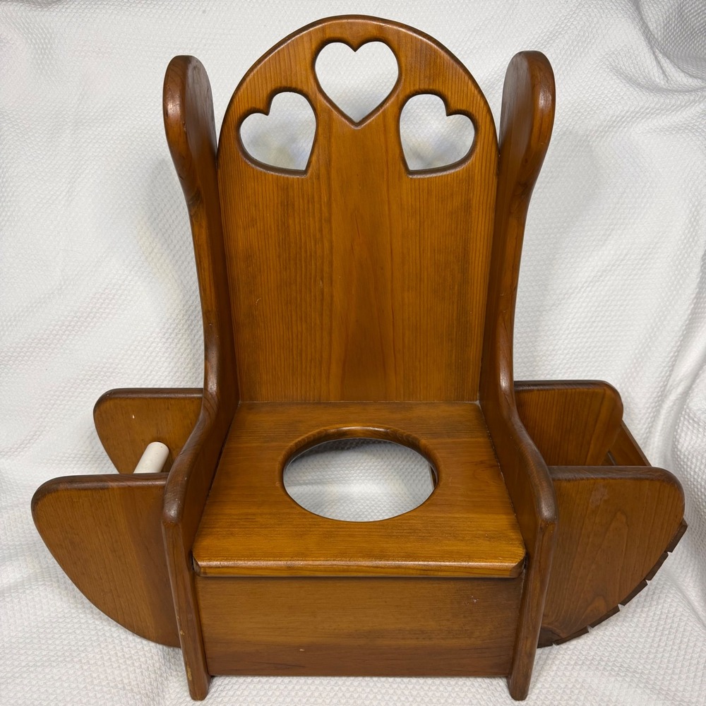 Vintage Wooden Heart Cutout Bathroom Child Potty Trainer